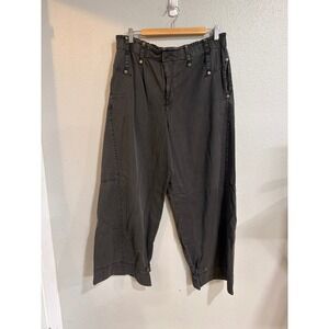 Free People Wide Leg Utility Pants Womens XL Charcoal Gray Boho Oversized